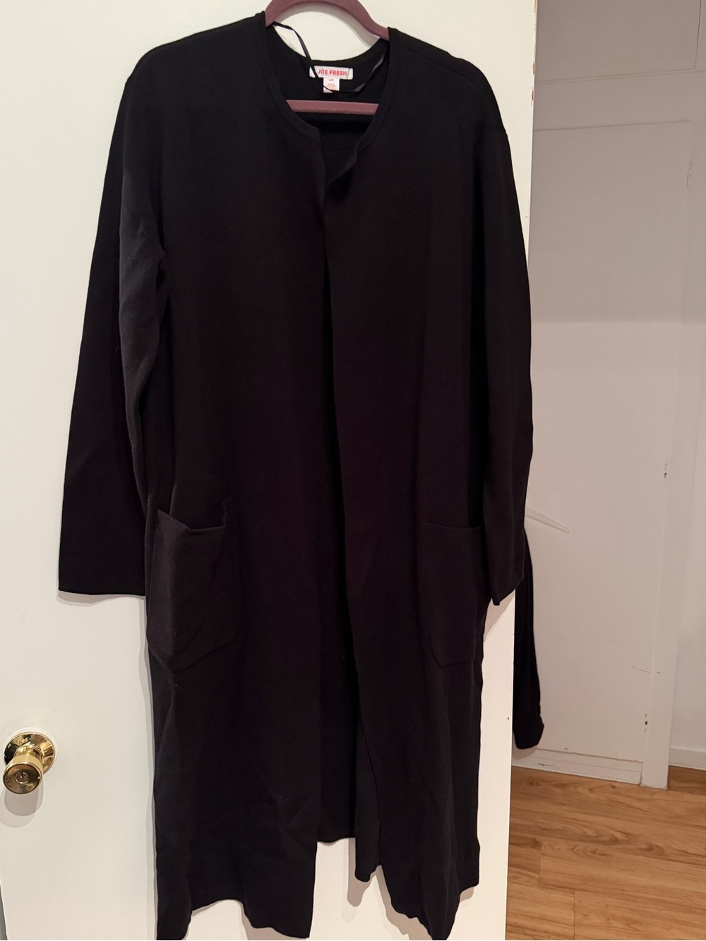 Joe Fresh Black Long Open Cardigan Coat